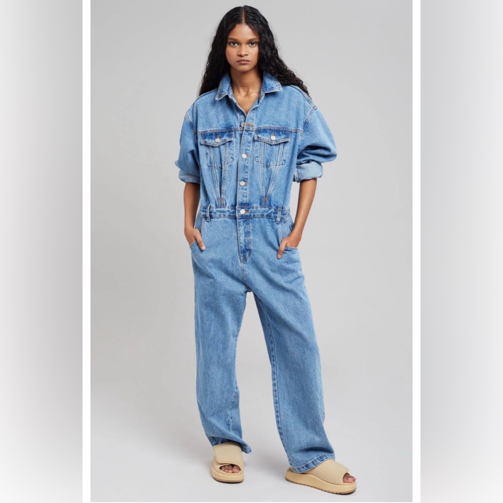 The Frankie Shop Light Blue Denim Utility Jumpsuit